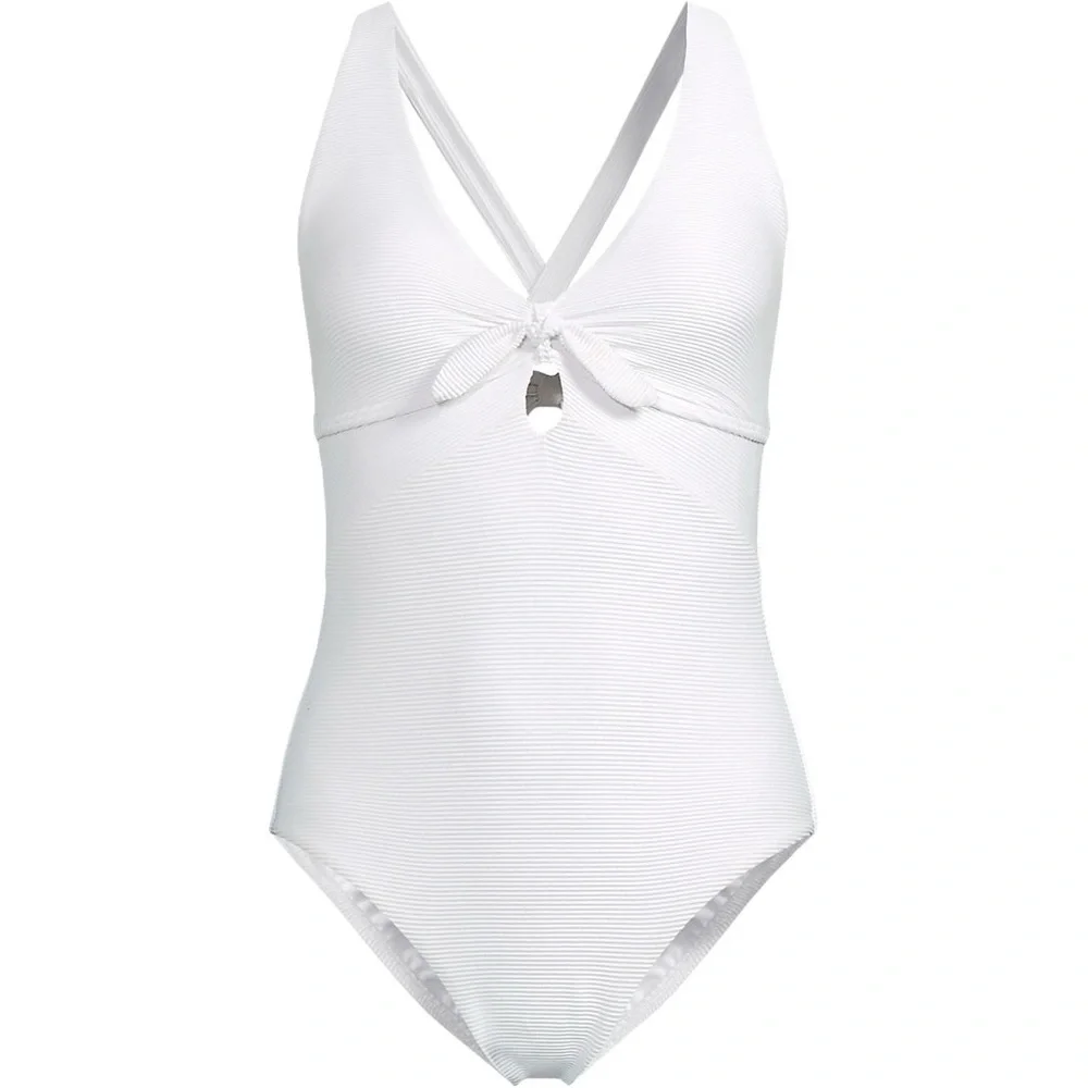Lands end ribbed knot front one piece swimsuit 12